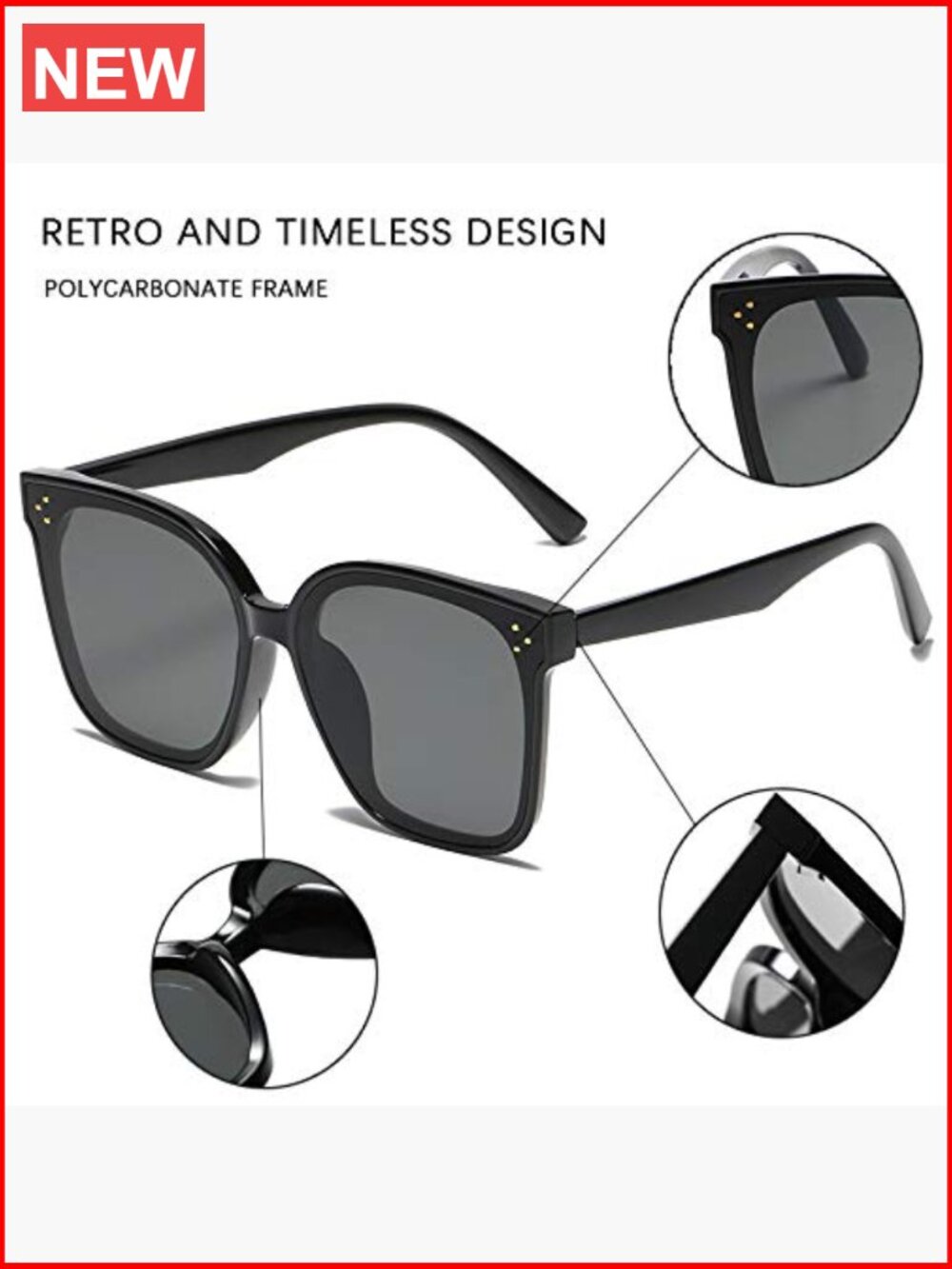 Oversized Polarized Sunglasses Uv400 Protection Retro Wrap Around View 4